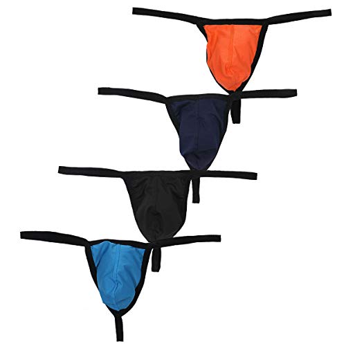 YFD Herren Strings Männer Tanga Slips Atmungsaktive Mesh Unterwäsche Bequeme Unterhose Low Rise T-Back Bikinis Unterwäsche Pack, Astrings-4pcs2, M von YFD