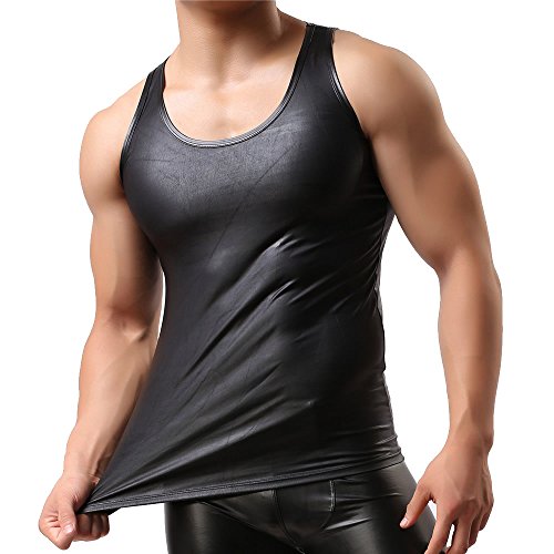 YFD Herren Weste Sleeveless Unterwäsche Sport Tank Tops Schwarz Hosen Anzug, Hemd, 3XL von YUFEIDA