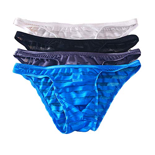 YFD YFD Herren Nachtwäsche Hose Unterhose Pyjama Hose Dessous Hose Netz Pyjama Unterhose Weiche Nachtwäsche Unterhose, Bikinis 4 Stück, L von YFD