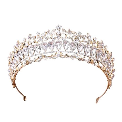 Barock Gold Farbe Krone Haar Zubehör Luxus Kristall Tiara For Frauen Hochzeit Kopfschmuck Braut Haar Schmuck Zart Bequem(15) von YFDGD