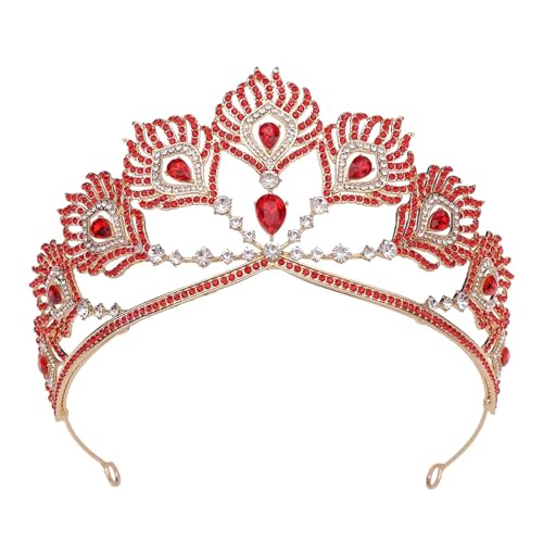 Barock Luxus Prinzessin Kristall Tiara For Frauen Mädchen Hochzeit Party Vintage Königin Krone Haar Zubehör Zart Bequem(Red gold) von YFDGD