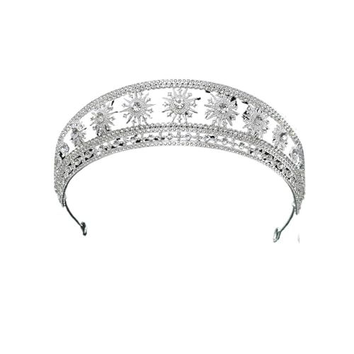 Barock Strass Krone Königliche Haarband Braut Zink Legierung Tiaras Pageant Kronen Braut Hochzeit Kleid Zubehör Zart Bequem(Silver) von YFDGD