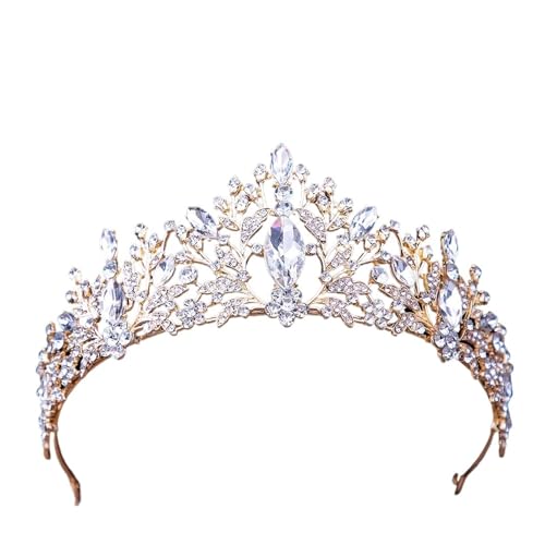 Barock Vintage Prinzessin Königin Braut Krone Kopfbedeckung Kristall Tiara For Frauen Hochzeit Krone Haar Kleid Zubehör Schmuck Zart Bequem(Silver) von YFDGD