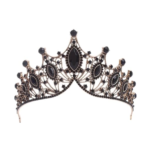 Barock Vintage Prinzessin Kristall Tiara Krone Mädchen Frauen Hochzeit Party Geschenk Strass Braut Krone Schmuck Zart Bequem(Black) von YFDGD