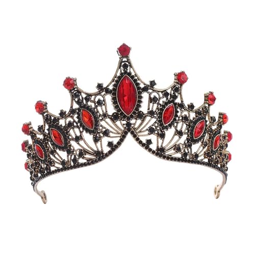 Barock Vintage Prinzessin Kristall Tiara Krone Mädchen Frauen Hochzeit Party Geschenk Strass Braut Krone Schmuck Zart Bequem(Black red) von YFDGD