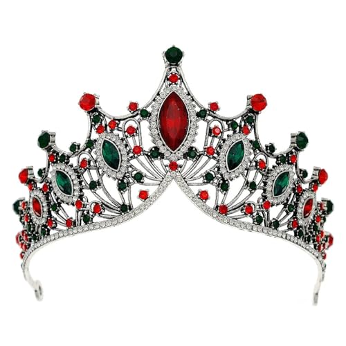 Barock Vintage Prinzessin Kristall Tiara Krone Mädchen Frauen Hochzeit Party Geschenk Strass Braut Krone Schmuck Zart Bequem(Retro silver multi) von YFDGD