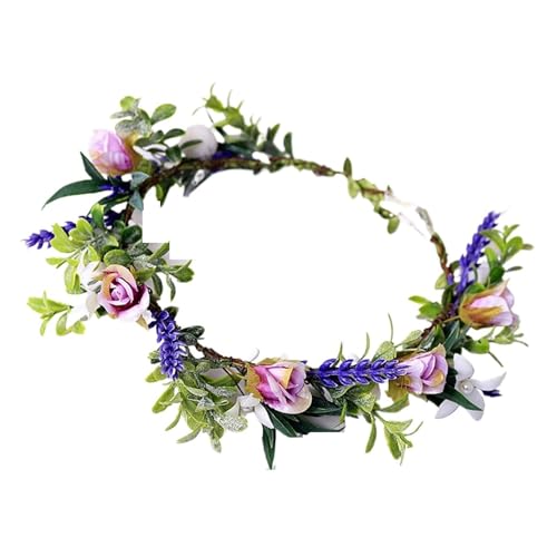 Blumenkronenkranz Brautgirlande Mit Band Kommunionkranz Handgemachtes Stirnband Kopfschmuck Fee Diademe Hochzeit Haarschmuck Zart Bequem(10) von YFDGD