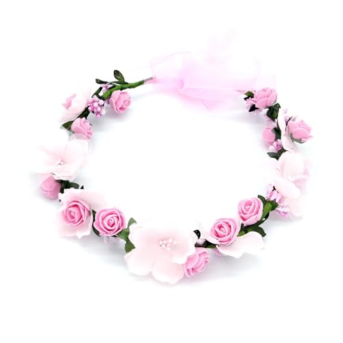 Blumenkronenkranz Brautgirlande Mit Band Kommunionkranz Handgemachtes Stirnband Kopfschmuck Fee Diademe Hochzeit Haarschmuck Zart Bequem(3) von YFDGD