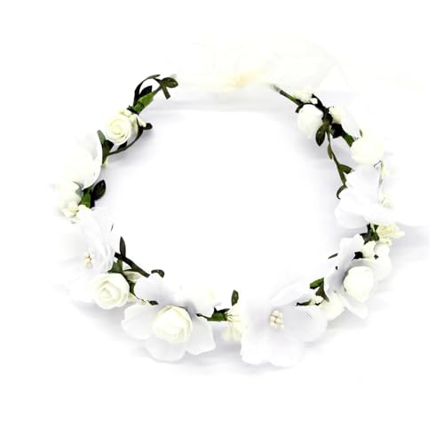 Blumenkronenkranz Brautgirlande Mit Band Kommunionkranz Handgemachtes Stirnband Kopfschmuck Fee Diademe Hochzeit Haarschmuck Zart Bequem(4) von YFDGD
