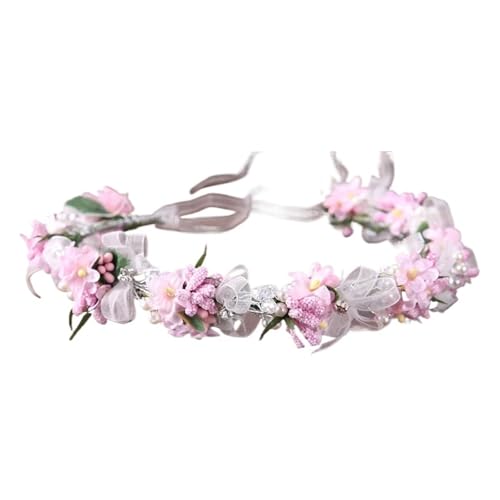 Blumenkronenkranz Brautgirlande Mit Band Kommunionkranz Handgemachtes Stirnband Kopfschmuck Fee Diademe Hochzeit Haarschmuck Zart Bequem(5) von YFDGD