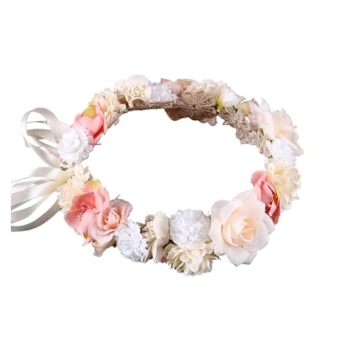 Blumenkronenkranz Brautgirlande Mit Band Kommunionkranz Handgemachtes Stirnband Kopfschmuck Fee Diademe Hochzeit Haarschmuck Zart Bequem(6) von YFDGD