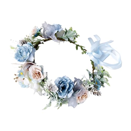 Blumenkronenkranz Brautgirlande Mit Band Kommunionkranz Handgemachtes Stirnband Kopfschmuck Fee Diademe Hochzeit Haarschmuck Zart Bequem(7) von YFDGD