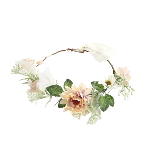 Blumenkronenkranz Brautgirlande Mit Band Kommunionkranz Handgemachtes Stirnband Kopfschmuck Fee Diademe Hochzeit Haarschmuck Zart Bequem(8) von YFDGD