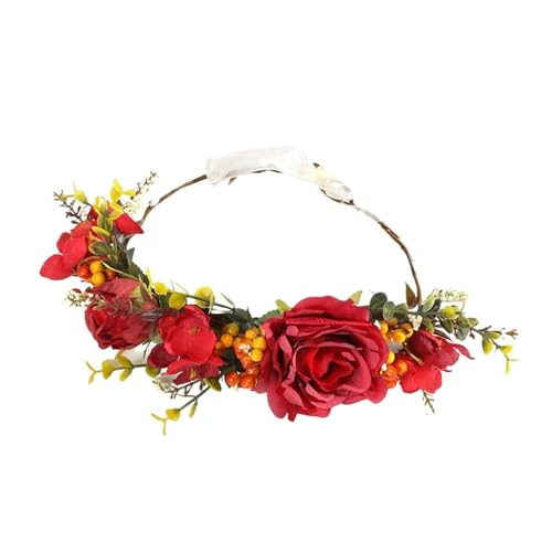 Blumenkronenkranz Brautgirlande Mit Band Kommunionkranz Handgemachtes Stirnband Kopfschmuck Fee Diademe Hochzeit Haarschmuck Zart Bequem(9) von YFDGD