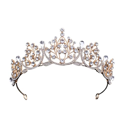 Braut Blumen Kristall Krone Hochzeit Kleid Zubehör Prinzessin Tiara Schmuck Kopfschmuck Königin Party Dekoration Haar Zubehör Zart Bequem(Color 2) von YFDGD