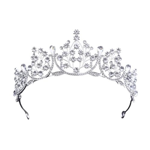 Braut Blumen Kristall Krone Hochzeit Kleid Zubehör Prinzessin Tiara Schmuck Kopfschmuck Königin Party Dekoration Haar Zubehör Zart Bequem(Color 3) von YFDGD