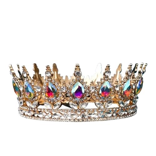 Braut Europäische Prinzessin Tiara Runde Barock Pageant Kronen Kristall Volle Krone König Tiara Zart Bequem(C11) von YFDGD