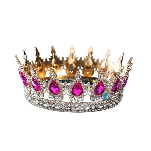 Braut Europäische Prinzessin Tiara Runde Barock Pageant Kronen Kristall Volle Krone König Tiara Zart Bequem(C12) von YFDGD