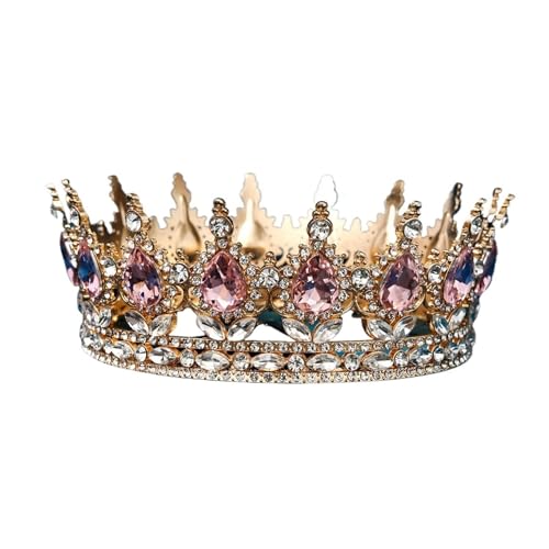 Braut Europäische Prinzessin Tiara Runde Barock Pageant Kronen Kristall Volle Krone König Tiara Zart Bequem(C4) von YFDGD