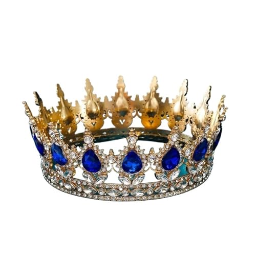 Braut Europäische Prinzessin Tiara Runde Barock Pageant Kronen Kristall Volle Krone König Tiara Zart Bequem(C5) von YFDGD
