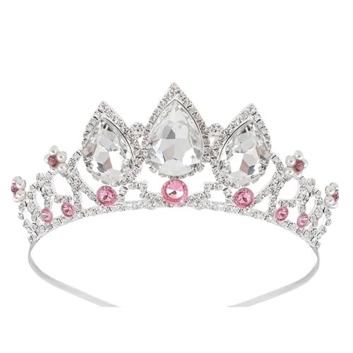 Braut Hochzeit Krone Prinzessin Mädchen Kopfschmuck Wassertropfen Glas Kristall Tiara Hochzeit Fotografie Haar Zubehör Zubehör Zart Bequem(A) von YFDGD