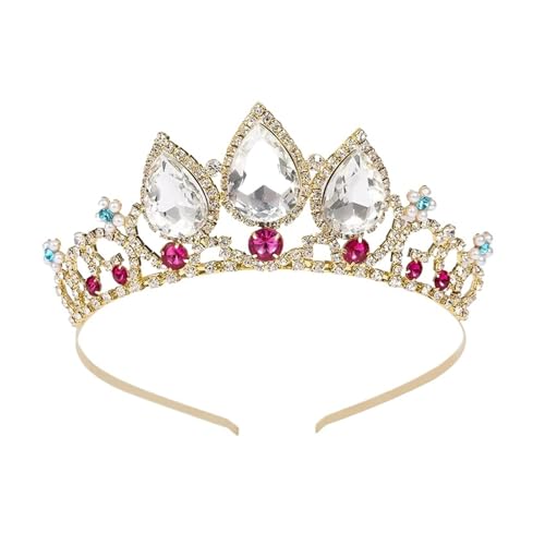Braut Hochzeit Krone Prinzessin Mädchen Kopfschmuck Wassertropfen Glas Kristall Tiara Hochzeit Fotografie Haar Zubehör Zubehör Zart Bequem(D) von YFDGD