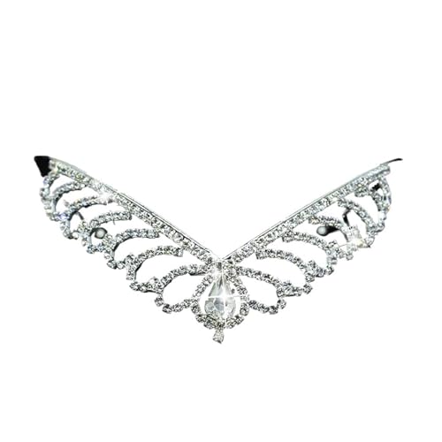 Braut Hochzeit Krone Und Prinzessin Kristall Tiara Mädchen Strass Haar Zubehör Bankett Party Haar Zubehör Geschenke Zart Bequem(White) von YFDGD