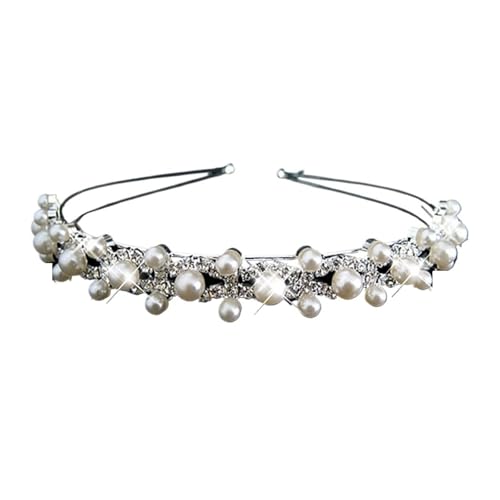 Braut Kopfschmuck Prinzessin Haar Zubehör Prom Crown Mädchen Elegante Haar Band Perle Kristall Hochzeit Haar Zubehör Stirnband Zart Bequem(FG24) von YFDGD