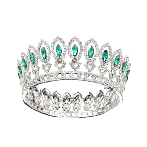 Braut Tiara Barock Marquise Strass Runde Krone Hochzeitskleid Zubehör Krone Haarschmuck Zart Bequem(C6) von YFDGD