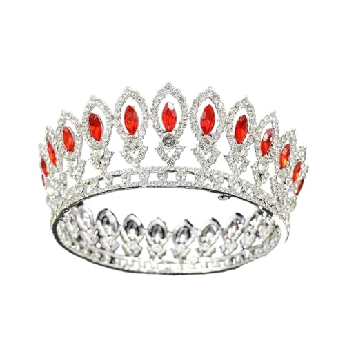 Braut Tiara Barock Marquise Strass Runde Krone Hochzeitskleid Zubehör Krone Haarschmuck Zart Bequem(C7) von YFDGD