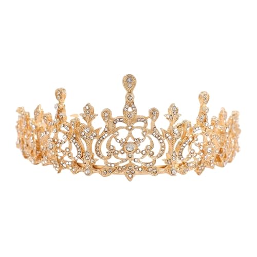 Eine Wunderschöne, Mit Strasssteinen Besetzte Krone For Damen. Arabische Bräute Tragen Haarschmuck. Zart Bequem(GOLD WHITE) von YFDGD