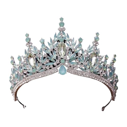 Eleganter Barock 9 Farbe Rose Rot Lila Blau Grün Kristall Tiara For Frauen Hochzeit Mädchen Party Crown Haar Zubehör Zart Bequem(Green opal silver) von YFDGD