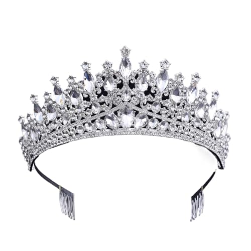 Exquisite Haar Kamm Mode Braut Krone Hochzeit Legierung Strass Kopfbedeckungen Königin Geburtstag Haar Zubehör For Frauen Schmuck Zart Bequem(Silver) von YFDGD