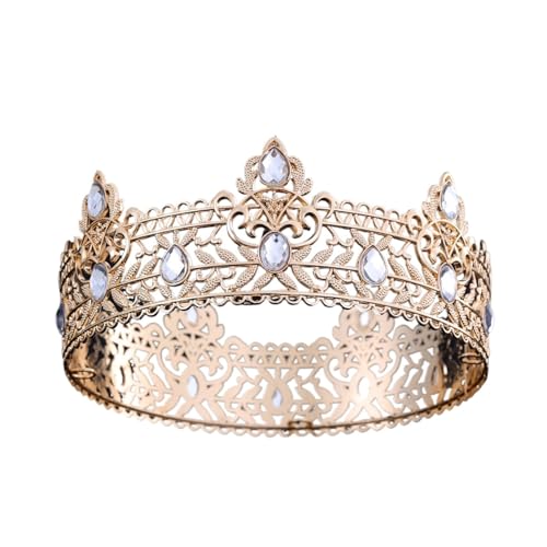Geburtstag Krone Haar Zubehör Erwachsene Student Kleine Prinzessin Runde Hochzeit Krone Braut Geschenk Zart Bequem(Gold White) von YFDGD