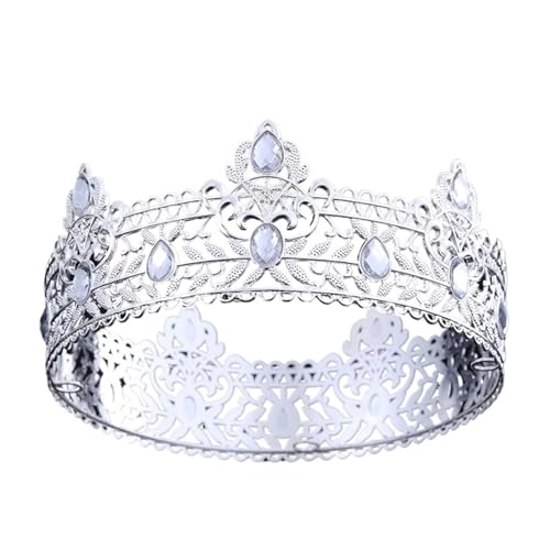 Geburtstag Krone Haar Zubehör Erwachsene Student Kleine Prinzessin Runde Hochzeit Krone Braut Geschenk Zart Bequem(Silver White Silver Red) von YFDGD