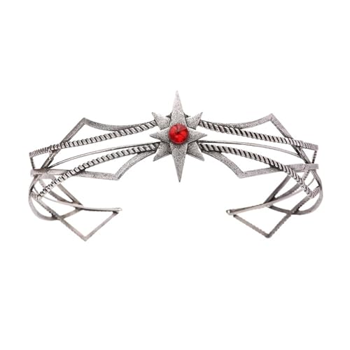 Gothic Krone Metall Stern Mit Strass Tiara Party Elf Kopfschmuck Zart Bequem(5ancient silver red) von YFDGD