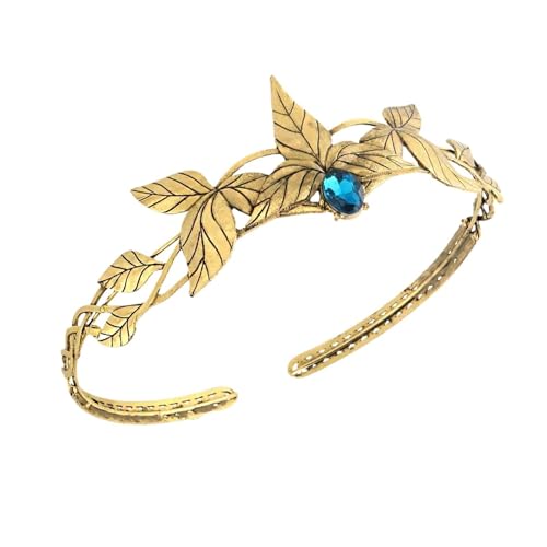 Griechische Göttin, Goldenes Blatt-Stirnband, Barocke Kristall-Elfenkrone, Verstellbares Kostüm, Damen-Kopfbedeckung For Halloween Zart Bequem(C3) von YFDGD