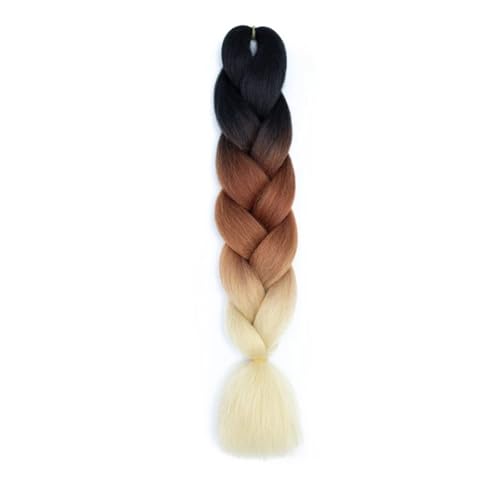 Haar Knoten Haarteil 24 Zoll Jumbo Braids Extensions Synthetisches Flechthaar Afro Ombre Farbe Kanekalon Haar For Kinder Zopf(C15) von YFDGD