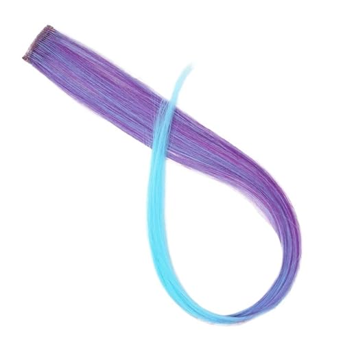 Haar Knoten Haarteil Synthetische Lange Gerade Regenbogen-Highlight-farbige Haarverlängerungen Clip In Gefälschte Haarteile For Frauen Hitzebeständig(50H) von YFDGD