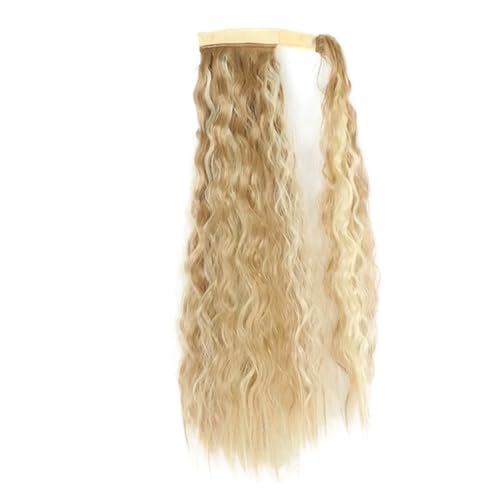 Haar Knoten Haarteil Synthetischer, Gewellter, Langer Pferdeschwanz For Frauen, Haarteil, Umwickeltes, Haarverlängerung, Schwarz-brauner(Q19-18H613,34inches) von YFDGD