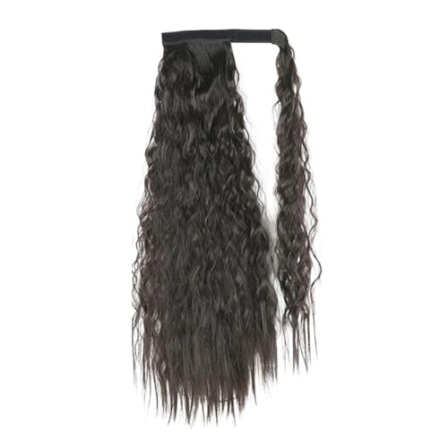 Haar Knoten Haarteil Synthetischer, Gewellter, Langer Pferdeschwanz For Frauen, Haarteil, Umwickeltes, Haarverlängerung, Schwarz-brauner(Q19-2,22inches) von YFDGD