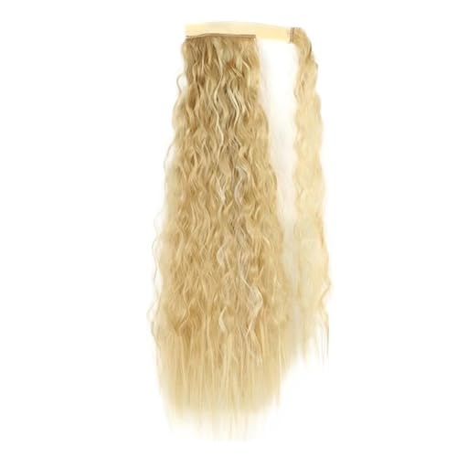 Haar Knoten Haarteil Synthetischer, Gewellter, Langer Pferdeschwanz For Frauen, Haarteil, Umwickeltes, Haarverlängerung, Schwarz-brauner(Q19-22H613,34inches) von YFDGD