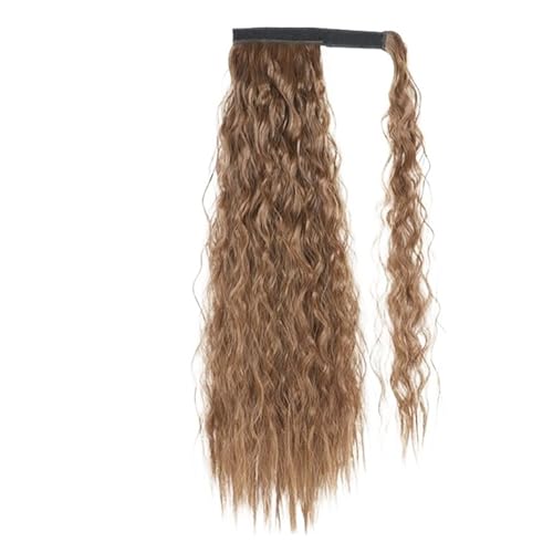 Haar Knoten Haarteil Synthetischer, Gewellter, Langer Pferdeschwanz For Frauen, Haarteil, Umwickeltes, Haarverlängerung, Schwarz-brauner(Q19-4-30,22inches) von YFDGD