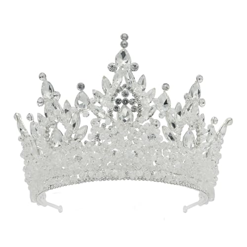 Handgemachte Diademe Kristall Hochzeit Tiara Brautkrone For Frauen Festzug Zart Bequem(Silver) von YFDGD