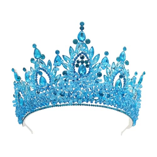 Handgemachte Diademe Kristall Hochzeit Tiara Brautkrone For Frauen Festzug Zart Bequem(Sky blue) von YFDGD