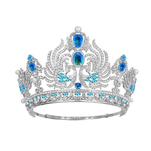 Hochzeit Krone Braut Kopfbedeckungen Barock Zirkon Diademe Geburtstag Königin Party For Miss Pageant Zart Bequem(Dark blue) von YFDGD