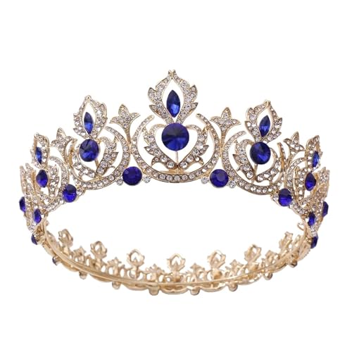 Königliche Strass Prinzessin Tiara Hochzeit Königin Krone Volle Runde Pageant Kronen Retro Handgemachte Tiara Zart Bequem(C1) von YFDGD