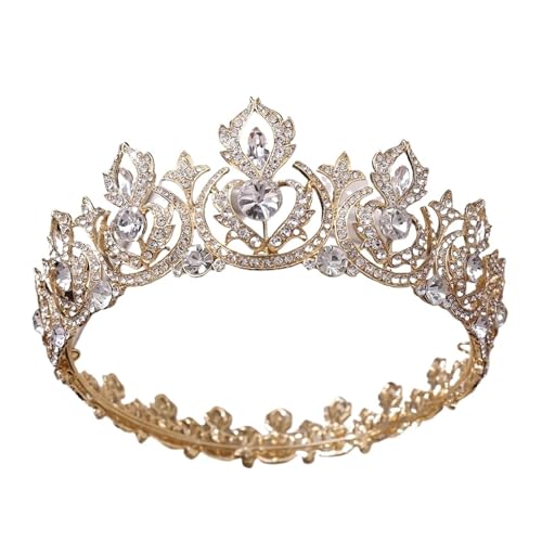 Königliche Strass Prinzessin Tiara Hochzeit Königin Krone Volle Runde Pageant Kronen Retro Handgemachte Tiara Zart Bequem(C2) von YFDGD
