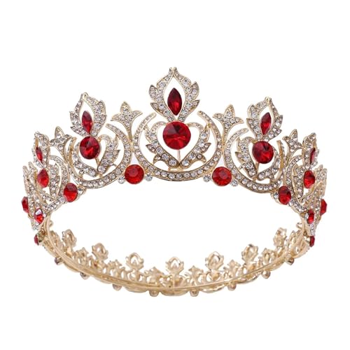 Königliche Strass Prinzessin Tiara Hochzeit Königin Krone Volle Runde Pageant Kronen Retro Handgemachte Tiara Zart Bequem(C3) von YFDGD