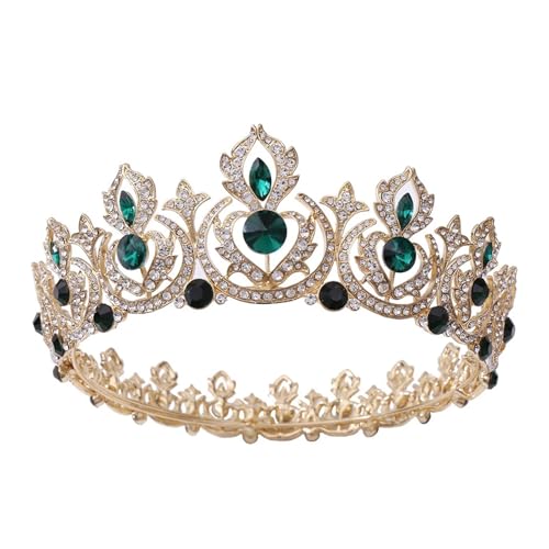 Königliche Strass Prinzessin Tiara Hochzeit Königin Krone Volle Runde Pageant Kronen Retro Handgemachte Tiara Zart Bequem(C4) von YFDGD